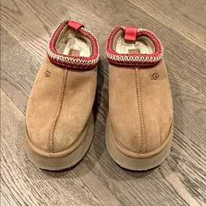 UGG Chestnut and Red Suede Slide Clogs